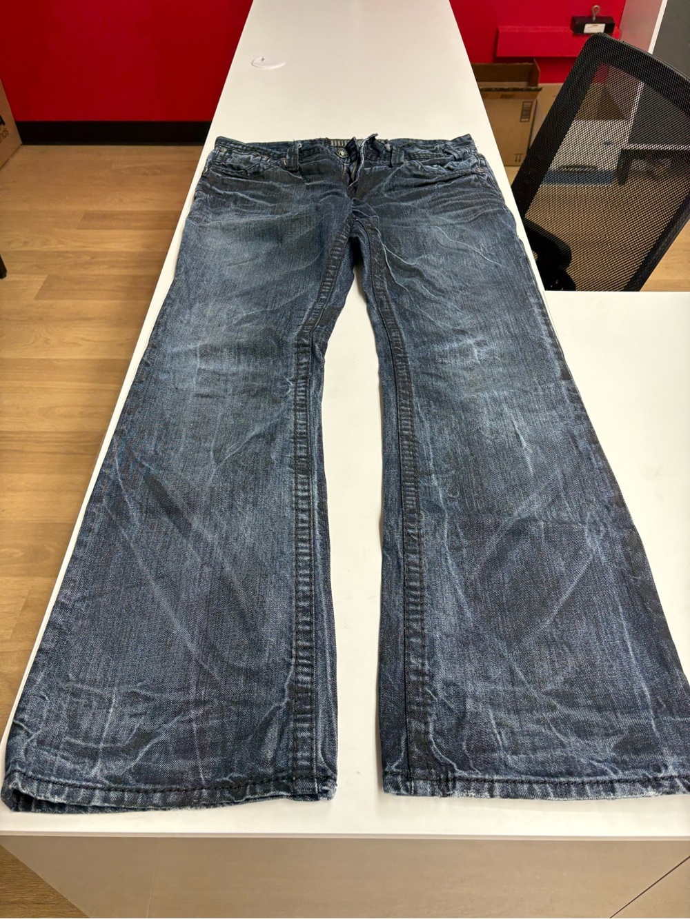 Classic Men's Bootcut Jeans in Washed Indigo Blue